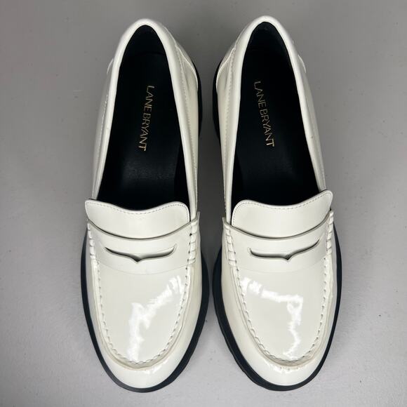 Lane Bryant White Patent Lug Sole Loafers Size 9W - Picture 5 of 11